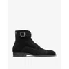 Jimmy Choo Womens Black Finnion Lace-up Velvet-suede Ankle Boots In Black