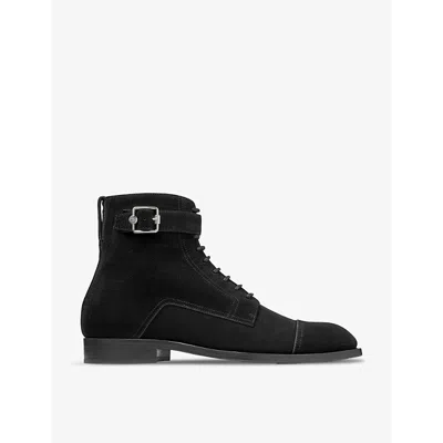 Jimmy Choo Womens Black Finnion Lace-up Velvet-suede Ankle Boots