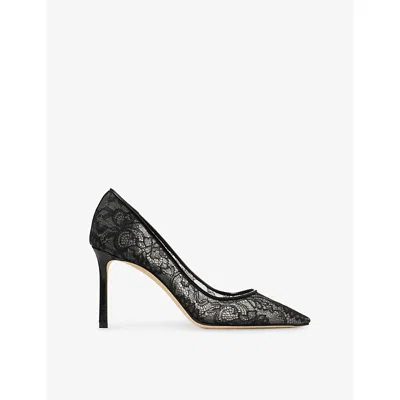 JIMMY CHOO WOMENS BLACK ROMY 85 LACE PUMPS EUR 41 / 8 UK