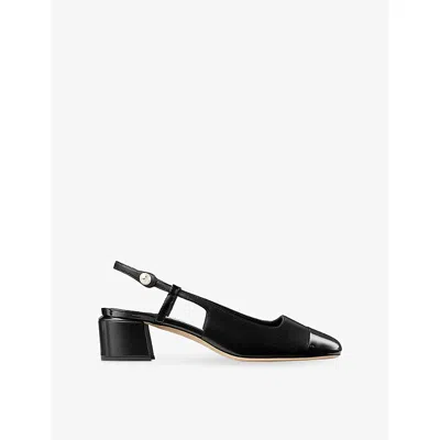 JIMMY CHOO WOMENS BLACK/BLACK ELISA 45 LEATHER AND PATENT-LEATHER SLINGBACK COURTS EUR 40.5 / 7.5 UK