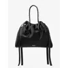 Jimmy Choo Womens  Drawstring Mini Top Handle Satin Shoulder Bag In Black