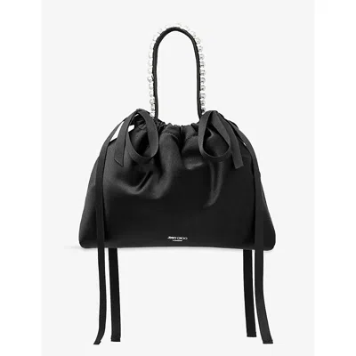 Jimmy Choo Womens  Drawstring Mini Top Handle Satin Shoulder Bag