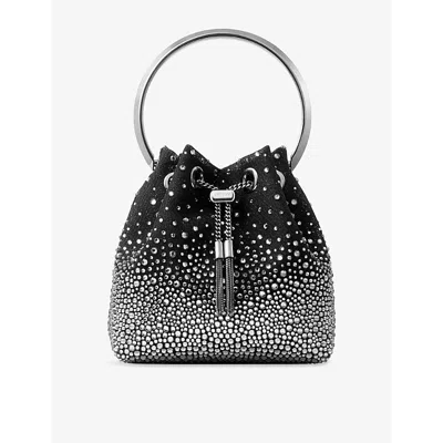 Jimmy Choo Womens  Bon Bon Crystal-embellished Mesh Bag In Black/crystal