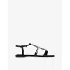 Jimmy Choo Embellished T-bar Heel Strap Sandals In Black