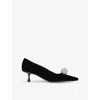 Jimmy Choo Orb 50 Crystal-embellished Velvet Pumps In Black/crystal