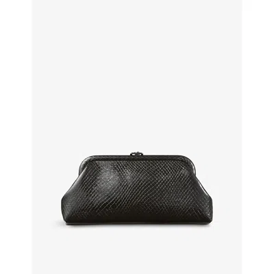Jimmy Choo Womens Black/dark Silver Skylar Snake-printed Leather Clutch In Multi