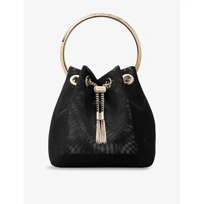 JIMMY CHOO WOMENS BLACK/LIGHT GOLD BON BON MESH TOP-HANDLE BAG