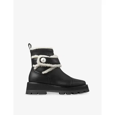 JIMMY CHOO WOMENS BLACK/NATURAL MEENA LEATHER ANKLE BOOTS EUR 39 / 6 UK