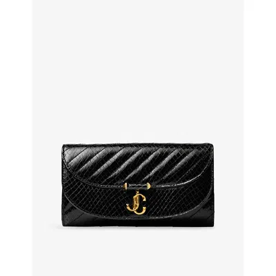 Jimmy Choo Womens Black/shiny Gold Curve Quilted Leather Wallet-on-chain In Multi