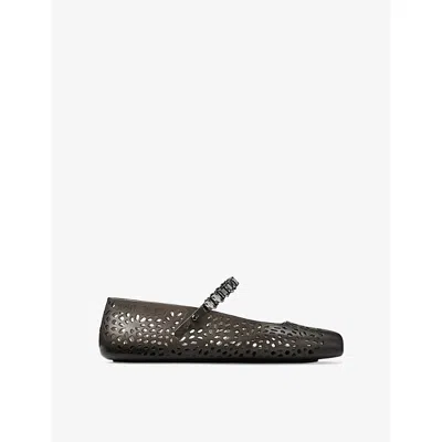 JIMMY CHOO WOMENS THE JELLY TPU BALLET FLATS BLACK/SMOKE EUR 37 / 4 UK