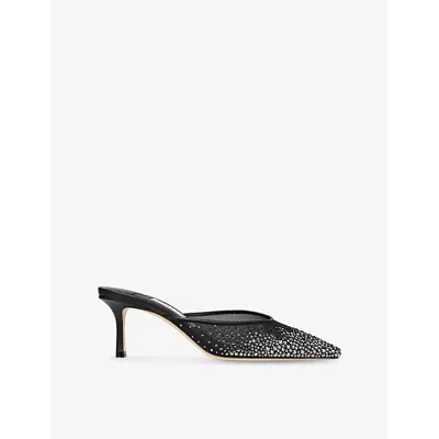 JIMMY CHOO WOMENS JIMMY CHOO VIVI 65 CRYSTAL-EMBELLISHED MESH HEELED MULES
