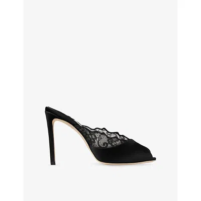 Jimmy Choo Womens Brigitte 100 Lace Mules Black/black Eur 40 / 7 Uk
