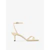 Jimmy Choo Snake-embossed 1998 Leo Metallic Leather Ankle-strap Sandals In Neutral