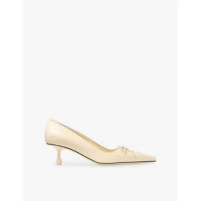 Jimmy Choo Womens Buttermilk Scarlett 50 Printed Leather Pumps Eur 40 / 7 Uk In Yellow