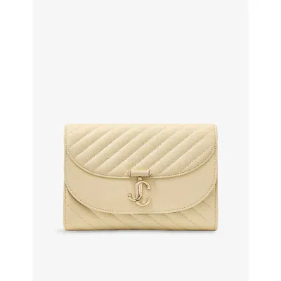 JIMMY CHOO WOMENS BUTTERMILK/GOLD CURVE LEATHER CLUTCH BAG