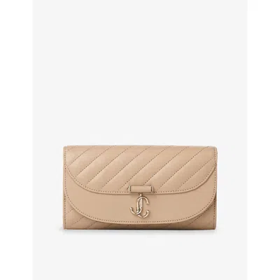 Jimmy Choo Womens Chai/shiny Gold Curve Leather Wallet-on-chain