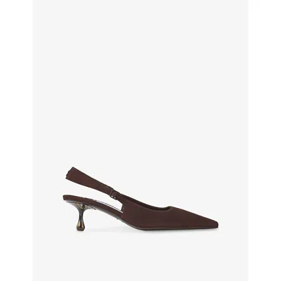 JIMMY CHOO WOMENS CHOCOLATE AMEL 50 SLINGBACK SUEDE HEELED COURTS EUR 41 / 8 UK
