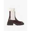 Jimmy Choo Tamia 70 Leather And Knit Boots In Brown