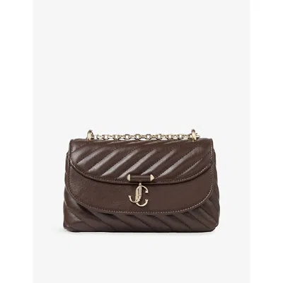 Jimmy Choo Womens Chocolate/shiny Gold Curve Small Quilted Leather Cross Body Bag In Multi