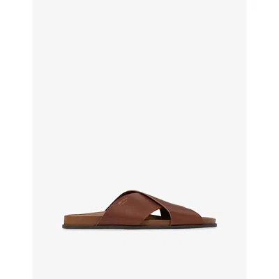 Jimmy Choo Womens Cigar Sol Slide Leather Slides Eur 46 / 12 Uk In Brown