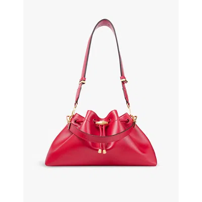 JIMMY CHOO WOMENS RUBY RED/GOLD CINCH M LEATHER SHOULDER BAG