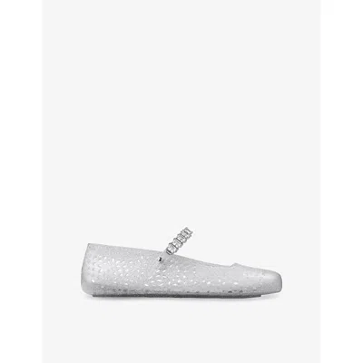JIMMY CHOO WOMENS JIMMY CHOO THE JELLY GLITTER-EMBELLISHED BALLET FLATS