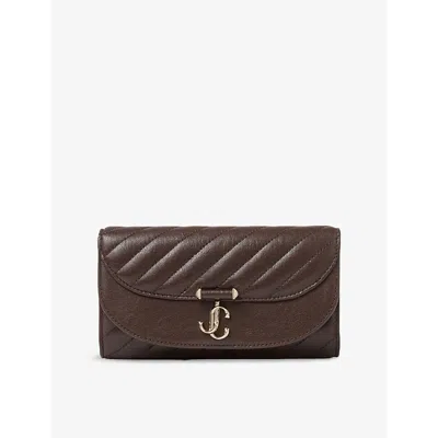 Jimmy Choo Womens Curve Quilted Leather Wallet-on-chain Chocolate/shiny Gold