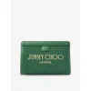 Jimmy Choo Raffia Leather-trim Avenue Pouch In Darkgreen/gold/lhtgd