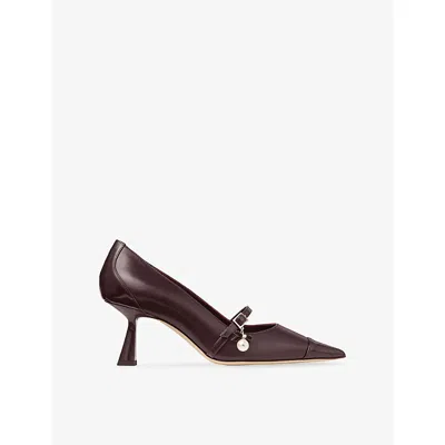 Jimmy Choo Womens Deep Merlot Aren 65 Panache Leather Pumps Eur 41 / 8 Uk In Burgundy