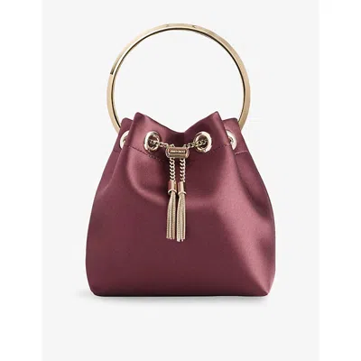 Jimmy Choo Womens Deep Merlot/gold Bon Bon Satin Top-handle Bag In Multi