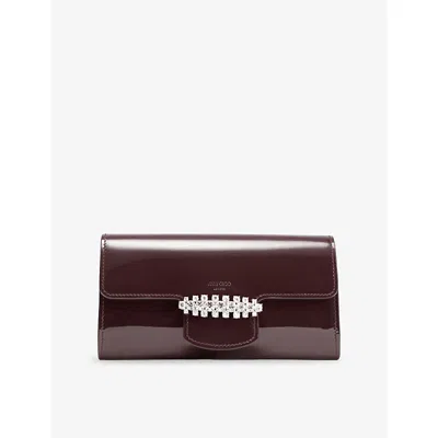Jimmy Choo Womens Deep Merlot/silver Bing Patent-leather Wallet-on-chain