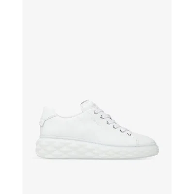 JIMMY CHOO WOMENS V WHITE/WHITE DIAMOND LIGHT MAXI BRANDED LEATHER LOW-TOP TRAINERS EUR 40.5 / 7.5 UK,67024149