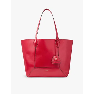 Jimmy Choo Medium Leather Diamond Tote Bag In Red