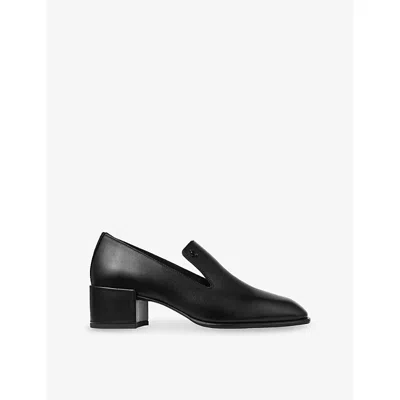 JIMMY CHOO WOMENS ELIOT LEATHER HEELED LOAFERS BLACK EUR 38.5 / 5.5 UK