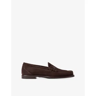 Jimmy Choo Womens Ethan Velvet Suede Loafers Chocolate Eur 45 / 11 Uk