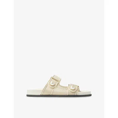Jimmy Choo Womens Champagne/latte Fayence Mesh Flat Sandals Eur 37 / 4 Uk