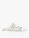 Jimmy Choo Fayence Faux Pearl-embellished Raffia Slides In Latte