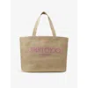 Jimmy Choo Rectangular Woven Texture Tote Bag Dual Handles In Gld/fuchsia/lightgld