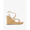 JIMMY CHOO JIMMY CHOO WOMEN'S GOLD AYLA 110 CONTRAST-SOLE LEATHER HEELED SANDALS