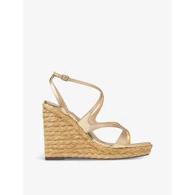Jimmy Choo Ayla 110 Contrast-sole Leather Heeled Sandals In Gold