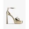 Jimmy Choo Claressa 125 Metallic Leather Sandals In Gold