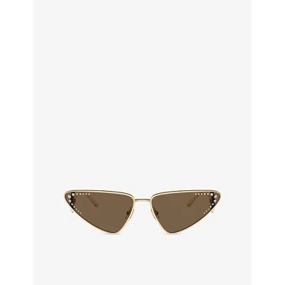 JIMMY CHOO WOMENS GOLD JC4001B CAT-EYE METAL SUNGLASSES