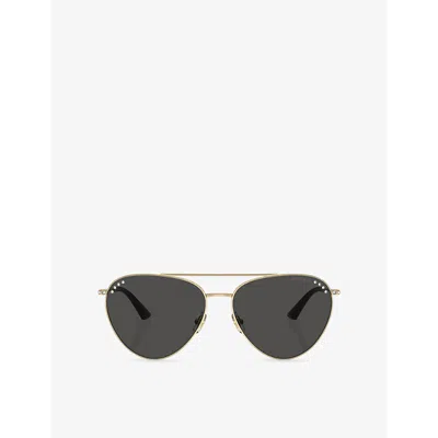JIMMY CHOO WOMENS GOLD JC4002B PILOT-FRAME STEEL SUNGLASSES