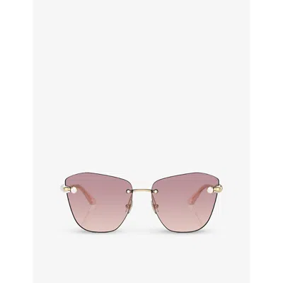 JIMMY CHOO WOMENS GOLD JC4004HB SQUARE-FRAME METAL SUNGLASSES