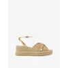 Jimmy Choo Aella 60 Logo Wedge Sandals In Gold Mix