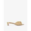 Jimmy Choo Annika 35 Metallic Raffia-jacquard Mules In Gold
