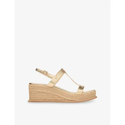 Jimmy Choo Womens Gold Theia 60 Metallic-leather Wedge Heeled Sandals Eur 38/5 Uk