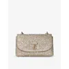 Jimmy Choo Womens Gold/crystal/shiny Curve Rhinestone-embellished Suede Cross Body Bag
