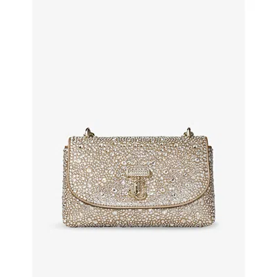 Jimmy Choo Womens Gold/crystal/shiny Curve Rhinestone-embellished Suede Cross Body Bag