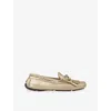 Jimmy Choo Womens  Manon F Metallic Reverse Suede Loafers
